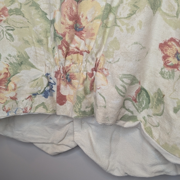 Vintage Floral Linen Vest Cottagecore Pearl Button Waistcoat XL - Picture 5 of 7